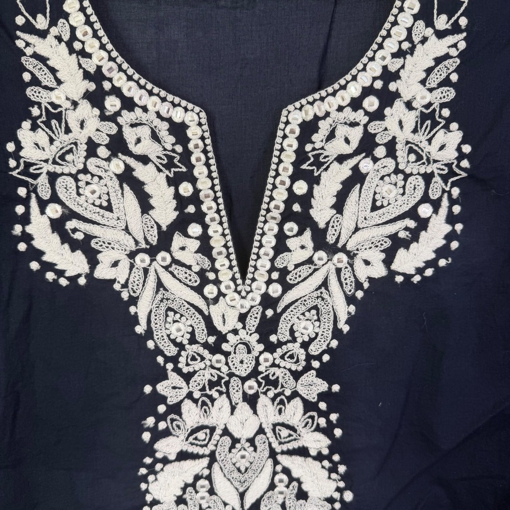 Karen Kane Embroidered‎ Tunic Top Navy Blue 2X NWT Luxury Boho Chic $158 - Picture 5 of 10